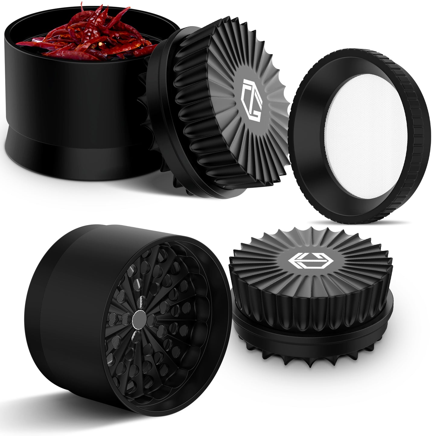 GrindTime Grinders 2.5" Toothless Nano-Ceramic Herb Grinder | Non-Stick, Clog-Free Design with Scraper, Glass Filter & Brush