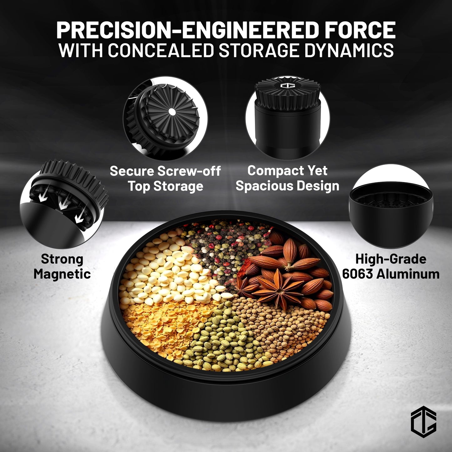 GrindTime Grinders 2.5" Toothless Nano-Ceramic Herb Grinder | Non-Stick, Clog-Free Design with Scraper, Glass Filter & Brush