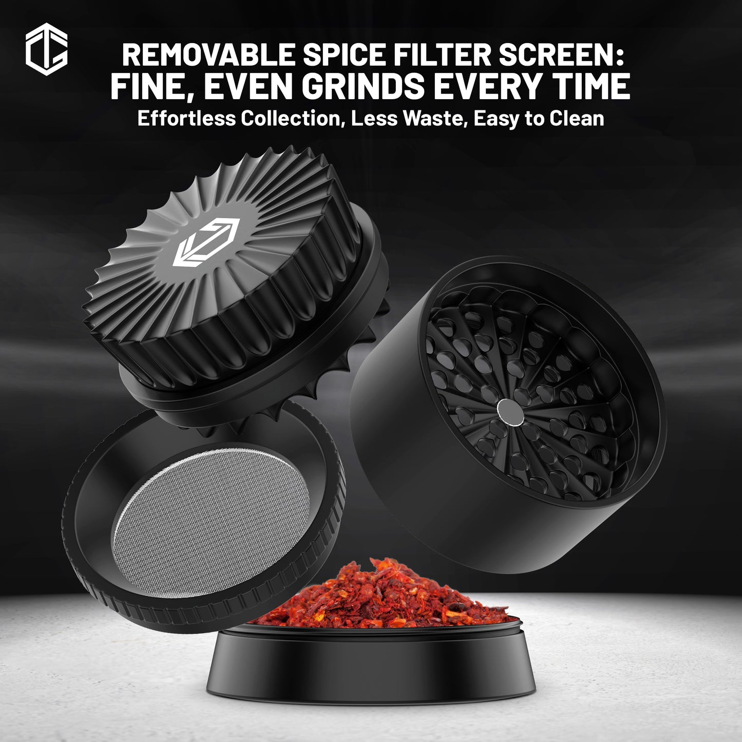 GrindTime Grinders 2.5" Toothless Nano-Ceramic Herb Grinder | Non-Stick, Clog-Free Design with Scraper, Glass Filter & Brush