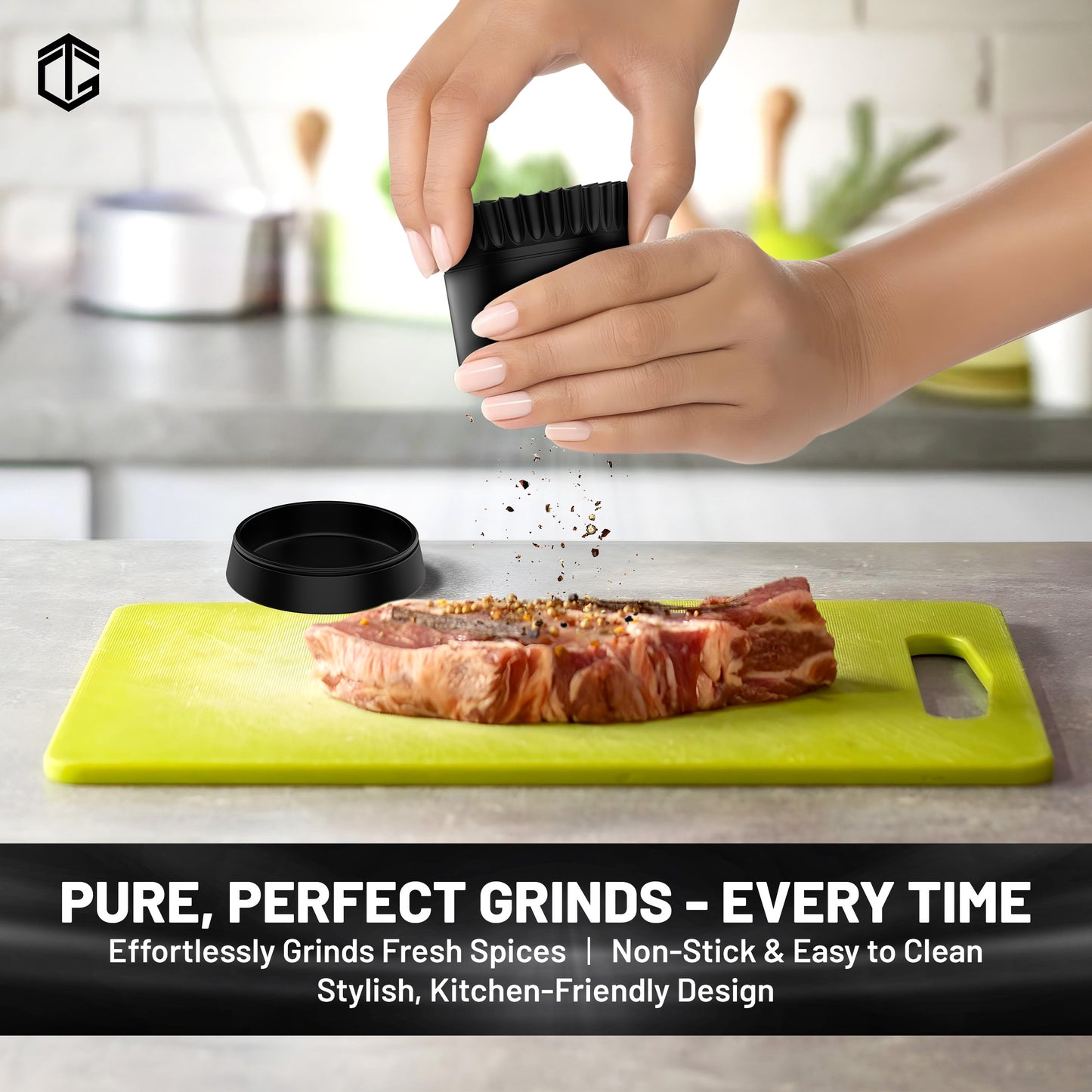 GrindTime Grinders 2.5" Toothless Nano-Ceramic Herb Grinder | Non-Stick, Clog-Free Design with Scraper, Glass Filter & Brush