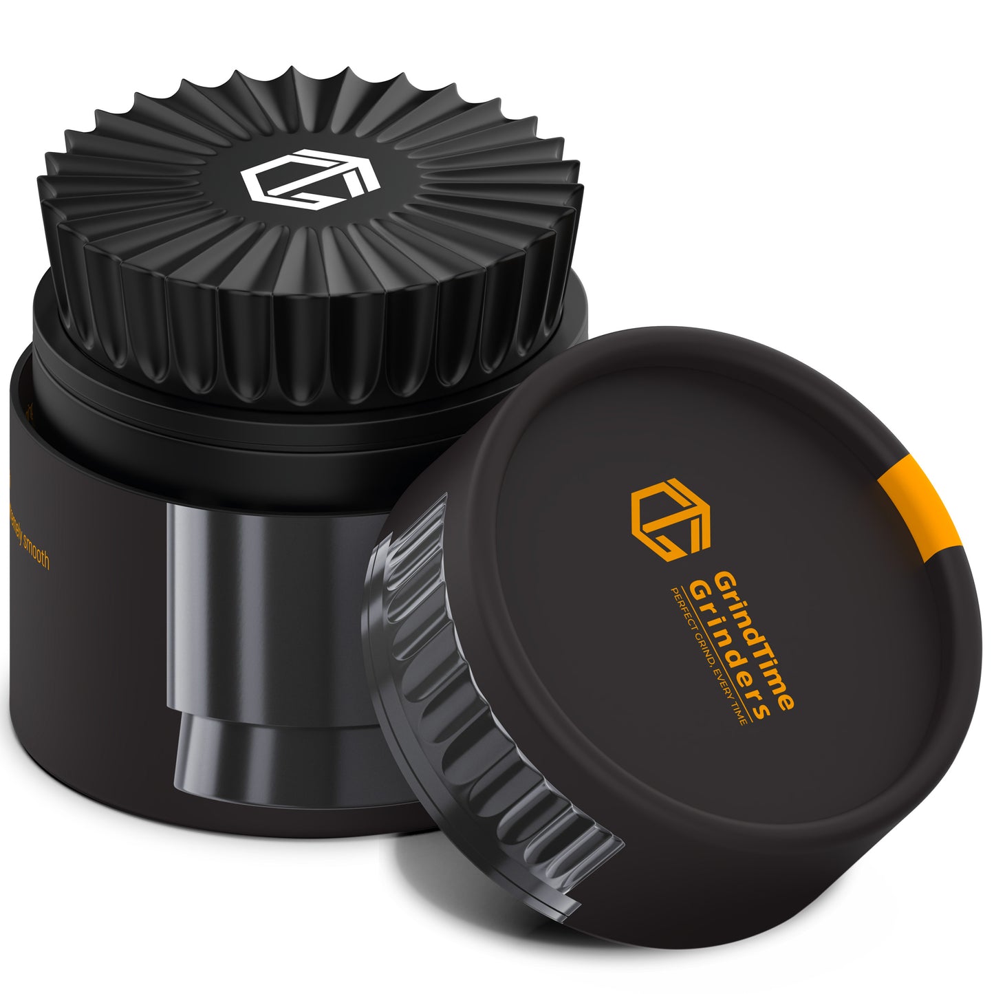 GrindTime Grinders 2.5" Toothless Nano-Ceramic Herb Grinder | Non-Stick, Clog-Free Design with Scraper, Glass Filter & Brush